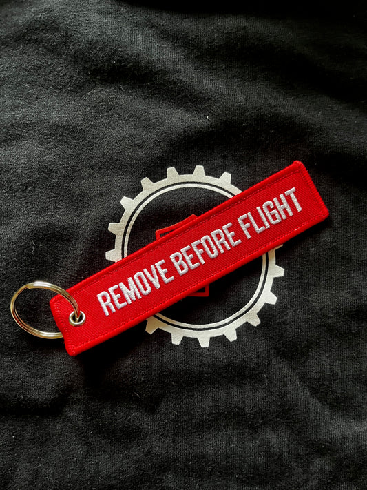 Remove Before Flight Key Ring Tag